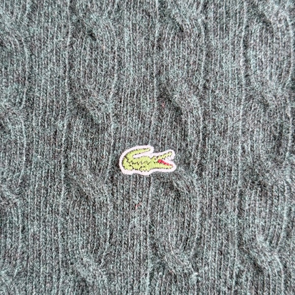 Lacoste Men's XL Woolmark Cable Knit Crewneck Sweater Dark Green - Picture 4 of 13